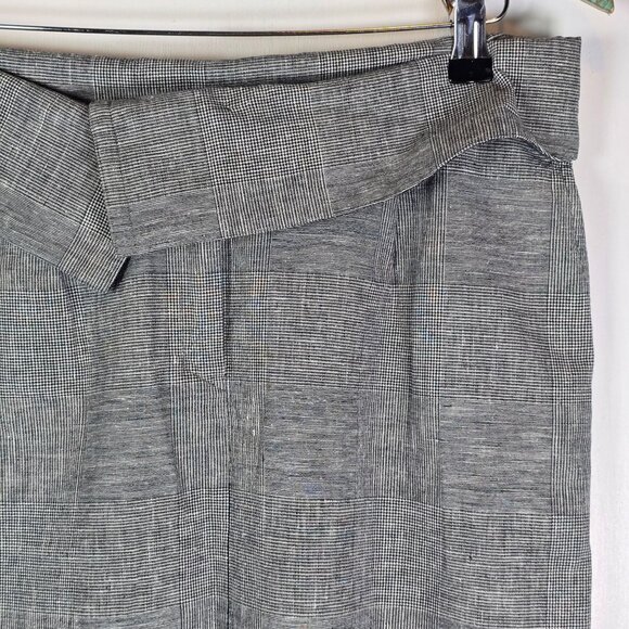 Cordelia Anthropologie Linen Glen Check Wide Folded Overlay Skirt, Sz 6 - Picture 2 of 8